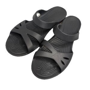 Crocs Women's Black Sandals - Size 10 Lightweight Open Toe Strappy EUC